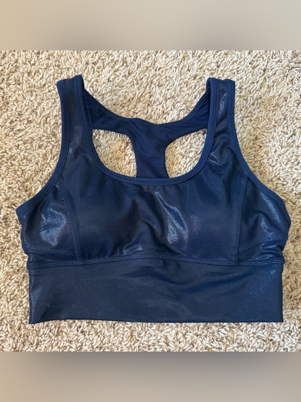 Navy Shimmer Racerback Sports Bra